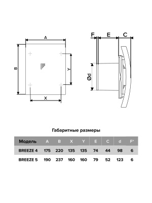 Вентилятор накладной BREEZE D100 обр.клапан Ivory DICITI